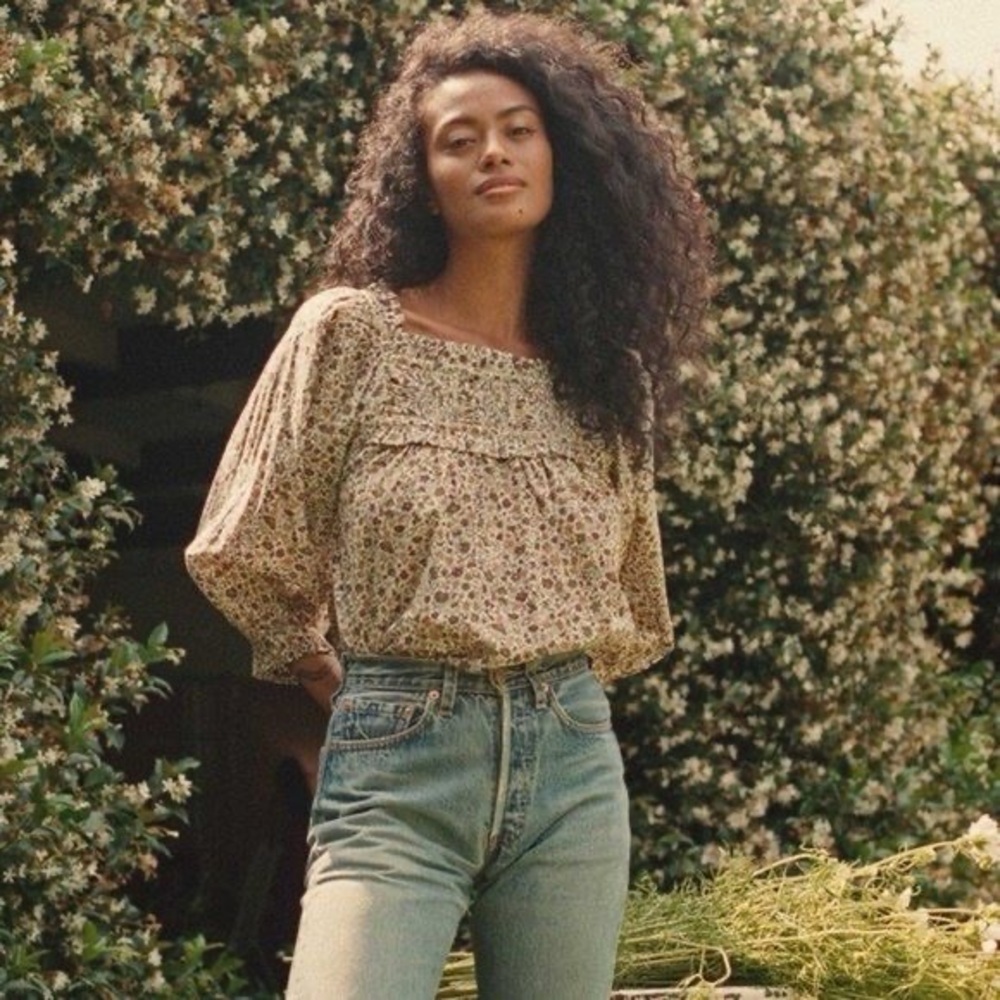 DÔEN Agotha Blouse — Liberty Cream Poppy Bell Floral